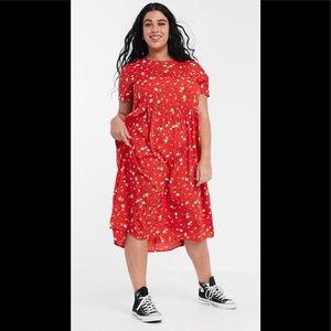 Red Floral Midi Dress